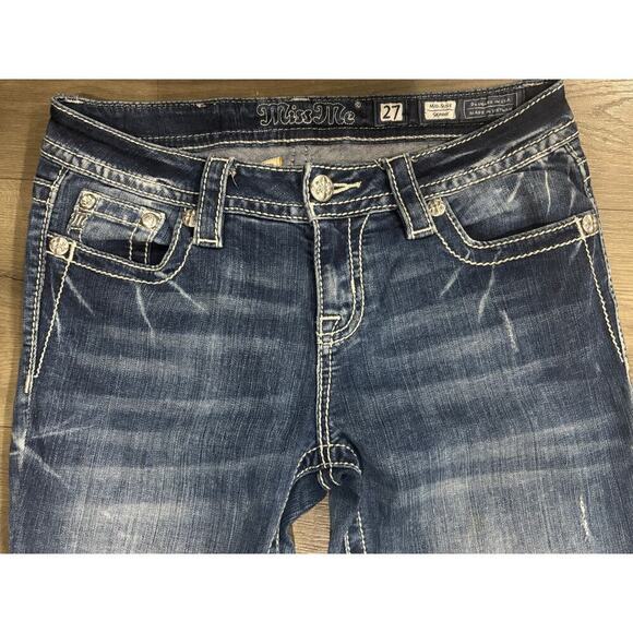 Miss Me Mid Rise Skinny white tab jeans 27 - Picture 3 of 7